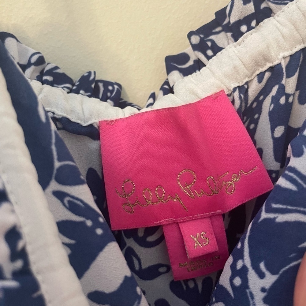 NWOT Lilly Pulitzer Women’s blue & white coral/lobster maxi dress, size XS - Picture 4 of 4